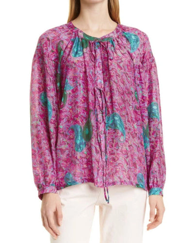 Tie Front Nomad Blouse Fuschia Paisley