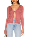 tie Front Cardigan in Rose