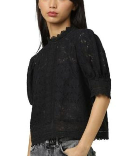 Sea New York Black Eyelet Top