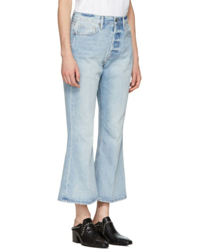 FRAME Blue Rigid Re-Release Le Crop Flare Jeans