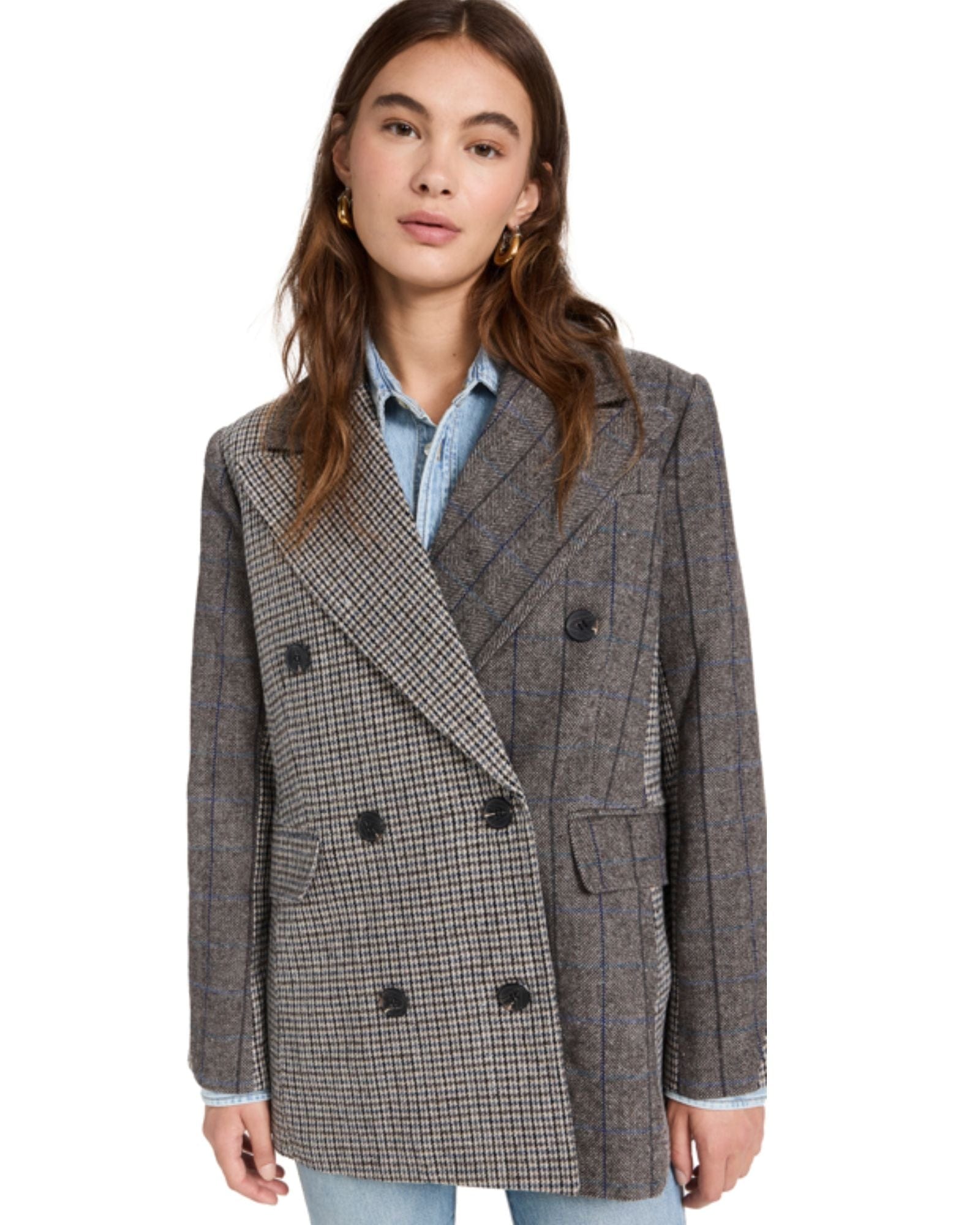 7 for all mankind plaid, double breasted blazer hotsell