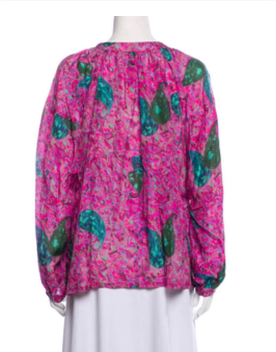 Tie Front Nomad Blouse Fuschia Paisley