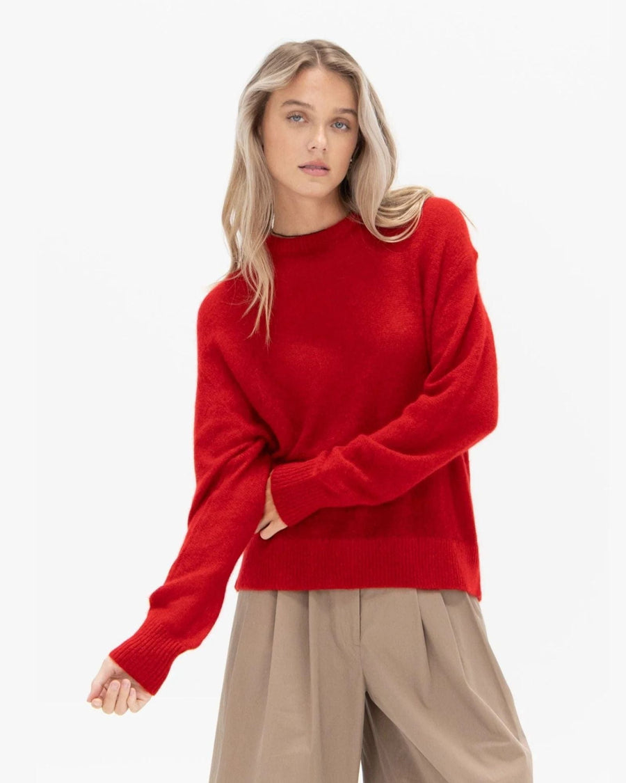 Apiece Apart Tissue Weight Sweater in Red