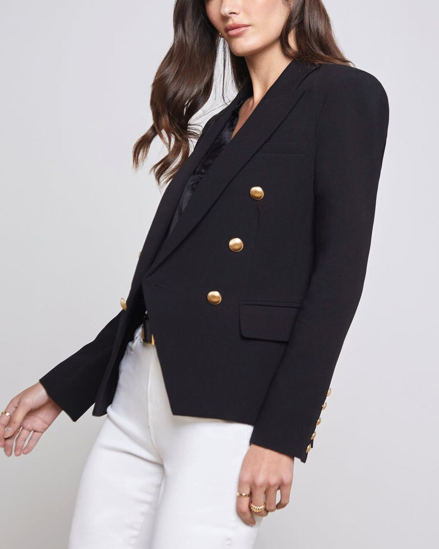 Double-Breasted Tailored Blazer in Black