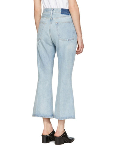 FRAME Blue Rigid Re-Release Le Crop Flare Jeans