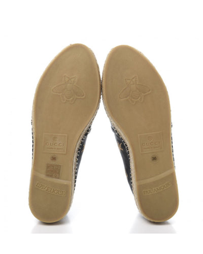 GUCCI Calfskin Bee Star Embroidered Espadrilles