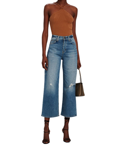 "Violette" Mid-Rise Cropped Boyfriend Jeans