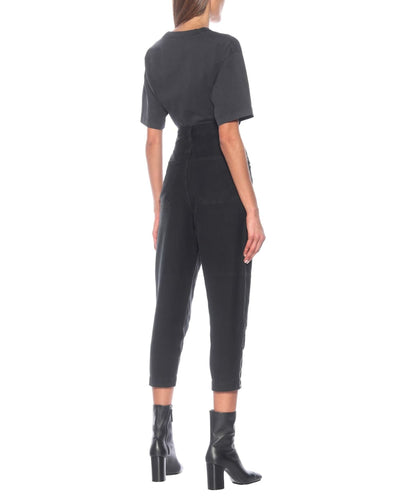 Moto Zip Crop Pants in Washed Black