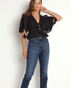 Mira Eyelet Cotton Cropped V-neck Blouse