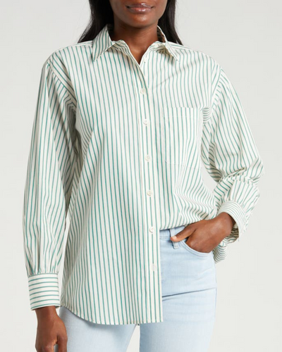 The Borrowed Pocket Stripe Cotton Button-Up Shirt