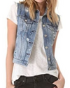 Cropped Distressed Denim Vest