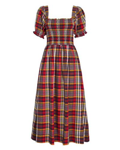 The Savanna Plaid Midi Dress