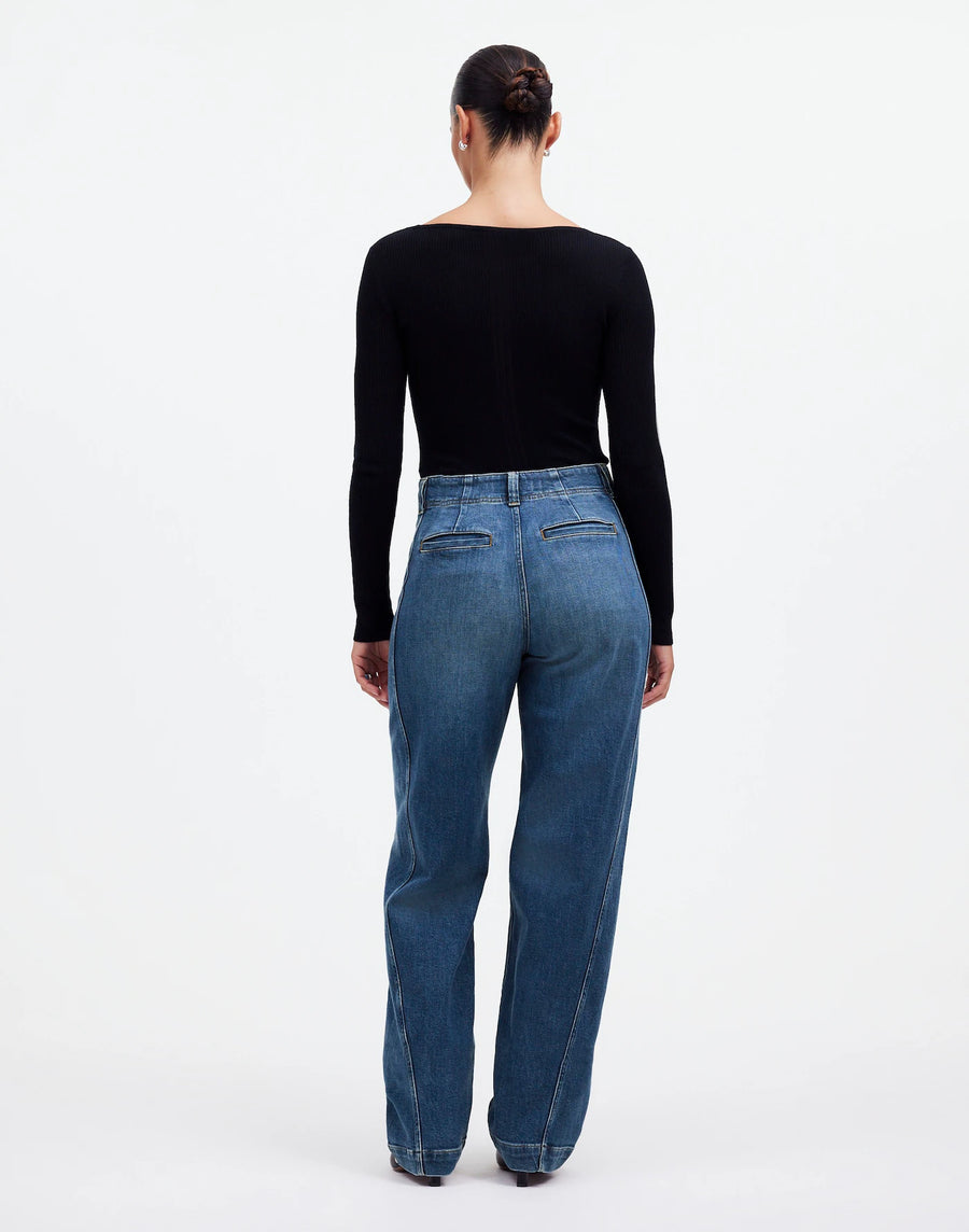 Curvy Tapered Denim Trousers