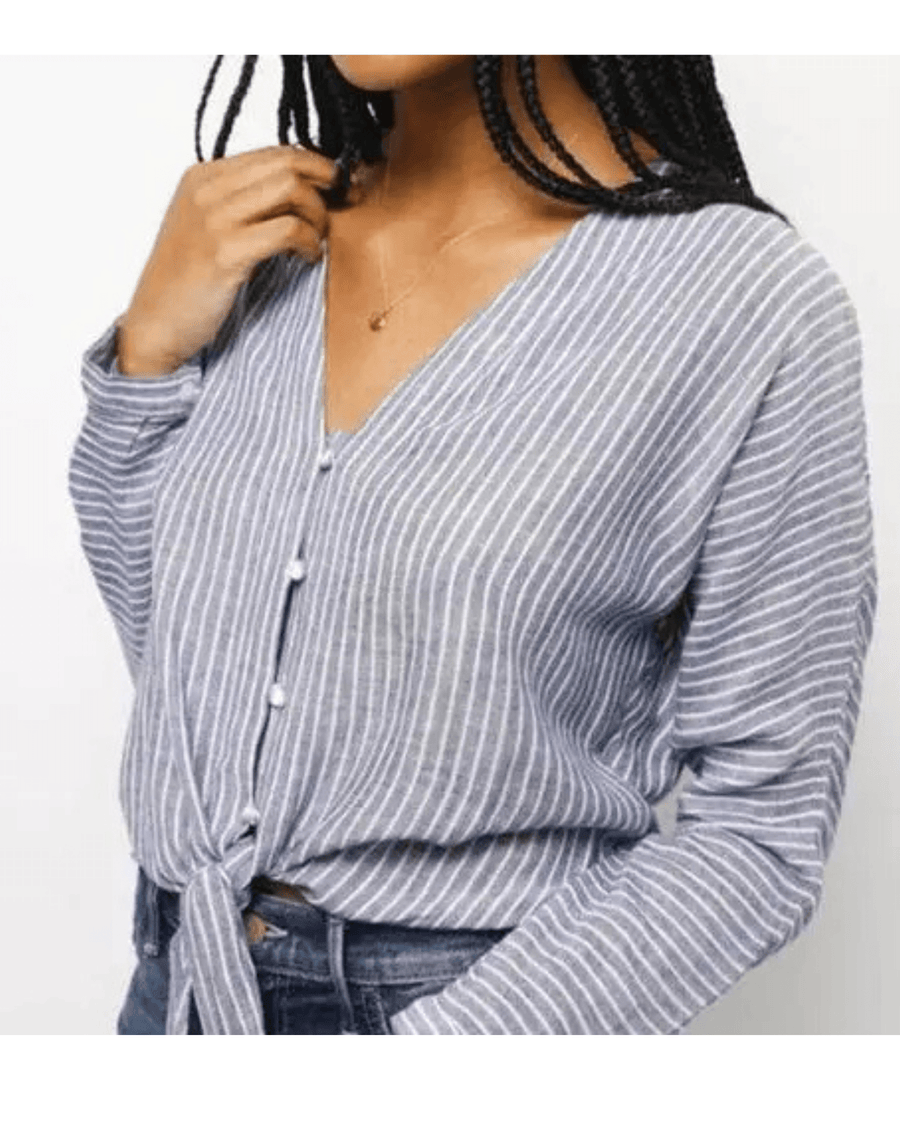 Sloane Striped Tie-Front Top