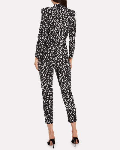 A.L.C. Clothing XS Kieran Leopard Silk Crepe Jumpsuit