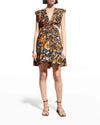 A.L.C. Clothing XS | US 2 Lexi Cutout Mini Dress floral plunging v-neck