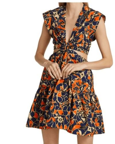 A.L.C. Clothing XS | US 2 Lexi Cutout Mini Dress floral plunging v-neck