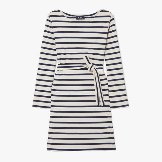 A.P.C. Clothing XS A.P.C Belted Striped Cotton Jersey Dress