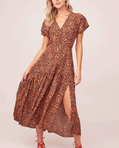 ASTR the Label Clothing Small "Beau Leopard" Maxi Dress