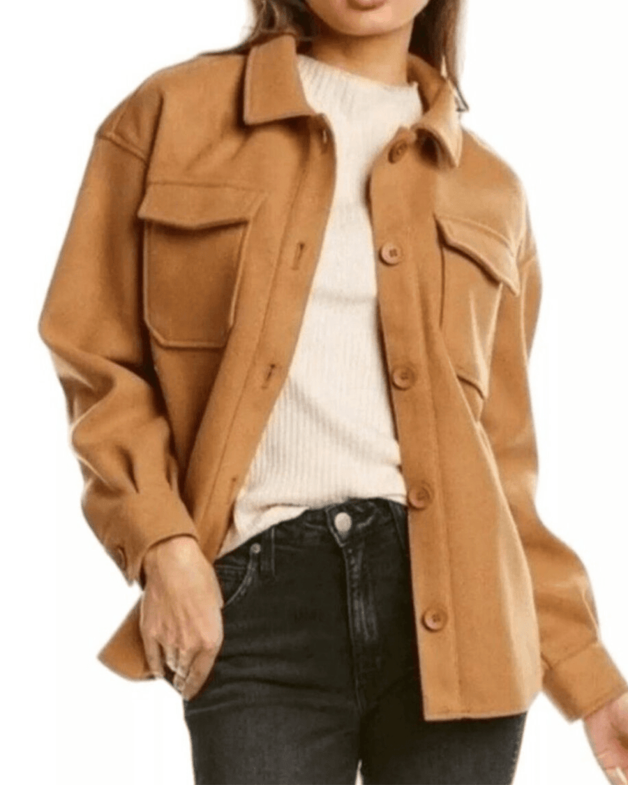 Avec Les Filles Clothing XS Camel Tan Button Up Shacket