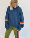 Aviator Nation Clothing Large ''Rainbow Stitch Crew Sweatshirt Relaxed''