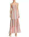 BB DAKOTA Clothing Medium Rainbow-Stripe Smocked Maxi Dress