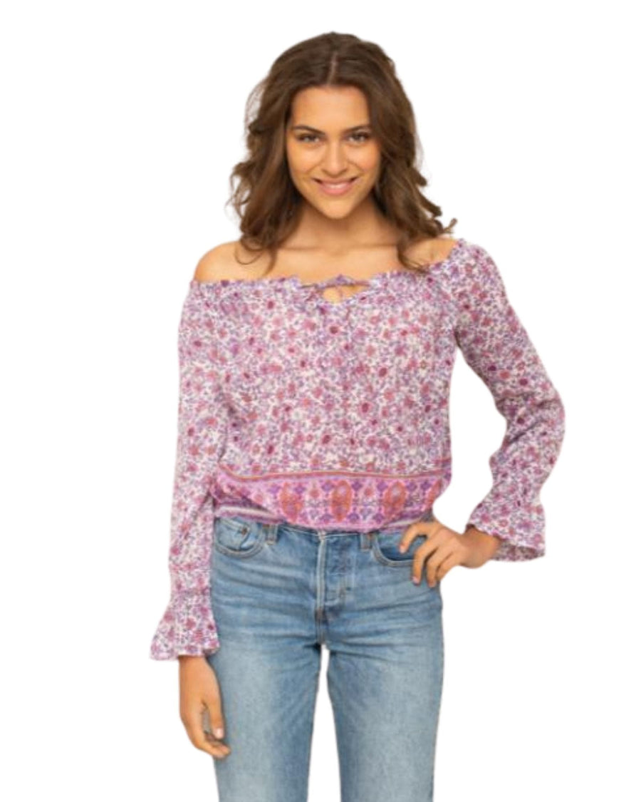 Blue Boheme Clothing One Size Bliss Printed Off Shoulder Blouse