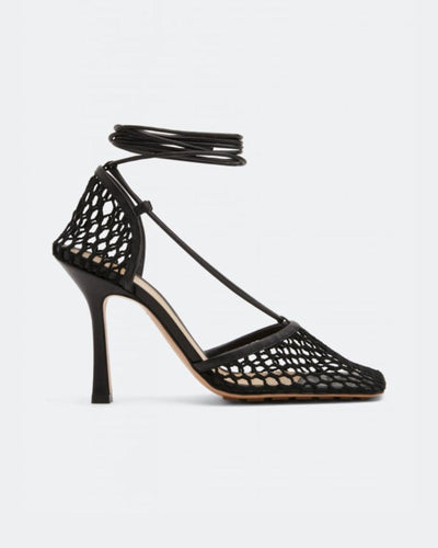 Bottega Veneta Shoes Large | US 40 I IT 10 Bottega Lace-Up Leather Trimmed Mesh Pumps