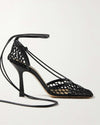 Bottega Veneta Shoes Large | US 40 I IT 10 Bottega Lace-Up Leather Trimmed Mesh Pumps