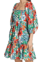 Cara Cara Clothing Medium "Sip Sip" Floral Puff-Sleeve Dress