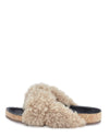 Chloé Shoes Medium | US 8 Shearling Fur Flat Slide Sandals