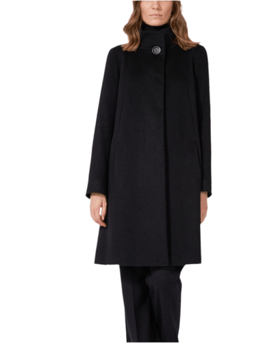 Cinzia Rocca Clothing XS Black Pure Wool Coat