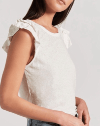 Current/Elliott Clothing XS | 0 Double Ruffle Muscle Star White Tee