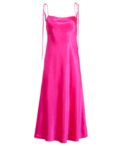 Dannijo Clothing Medium Tie Strap Acid Pink Midi Slip Dress