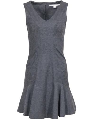 Diane Von Furstenberg Clothing Small | US 4 Grey Sleeveless Flare Dress