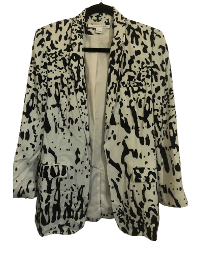 Diane Von Furstenberg Clothing XS | US 2 Diane von Furstenberg Silk Jacket in Mint Green and Black Abstract Print