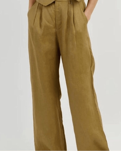 DISSH Clothing Medium | US 6 Norah Natural Linen Pant-Olive