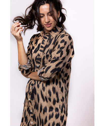 Emily Phillips Clothing Small | US 3 Cheetah Linen Girlfriend Dress