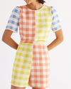 Farm Rio Clothing Medium Gingham Contrast Romper