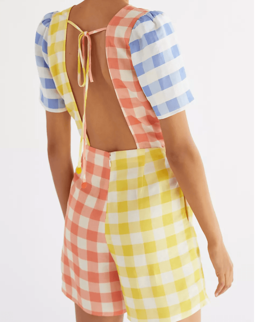 Farm Rio Clothing Medium Gingham Contrast Romper