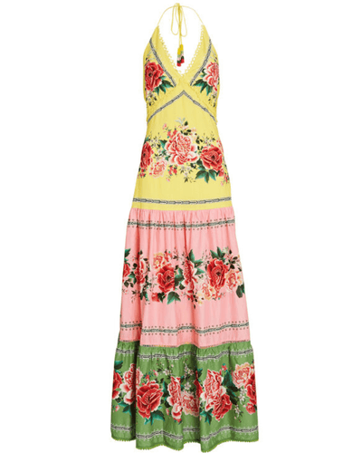 Farm Rio Clothing Medium Manuela Floral Tiered Maxi Dress