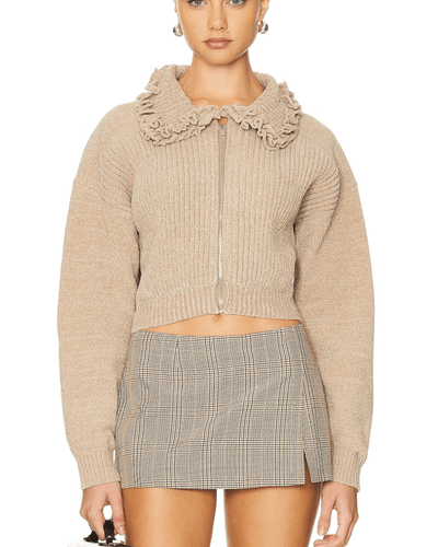 For Love & Lemons Clothing Rey Knit Jacket In Putty