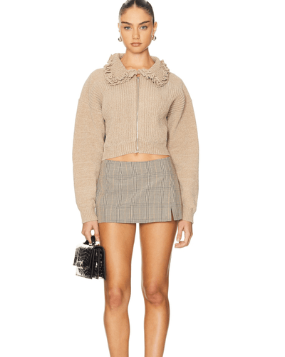 For Love & Lemons Clothing Rey Knit Jacket In Putty