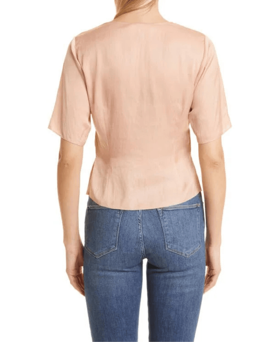 FRAME Clothing Small Frame Pink Clay Shirred V-Neck