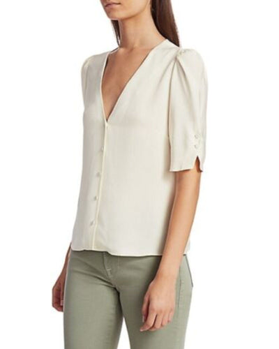 FRAME Clothing XS "Olivia" V-Neck Silk Blouse