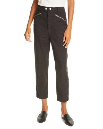 FRAME Clothing XS | US 25 Moto Zip Crop Pants in Washed Black