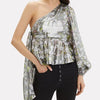 GANNI Clothing Medium Ganni One Shoulder Metallic Silk Top