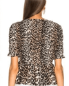 GANNI Clothing Small Leopard Print Peplum Top