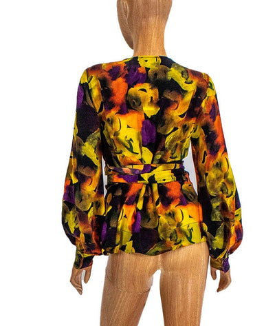 GANNI Clothing Small | US 4 FR 36 Floral Print Wrap Top