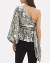 GANNI Clothing XS One Shoulder Metallic Silk Top